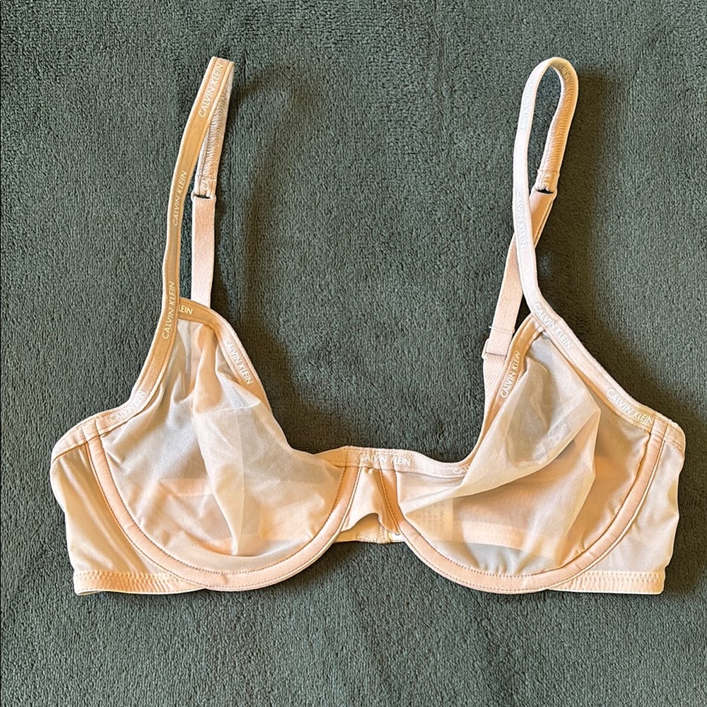 Calvin Klein Women's Nude Unlined Mesh Underwire Bra
